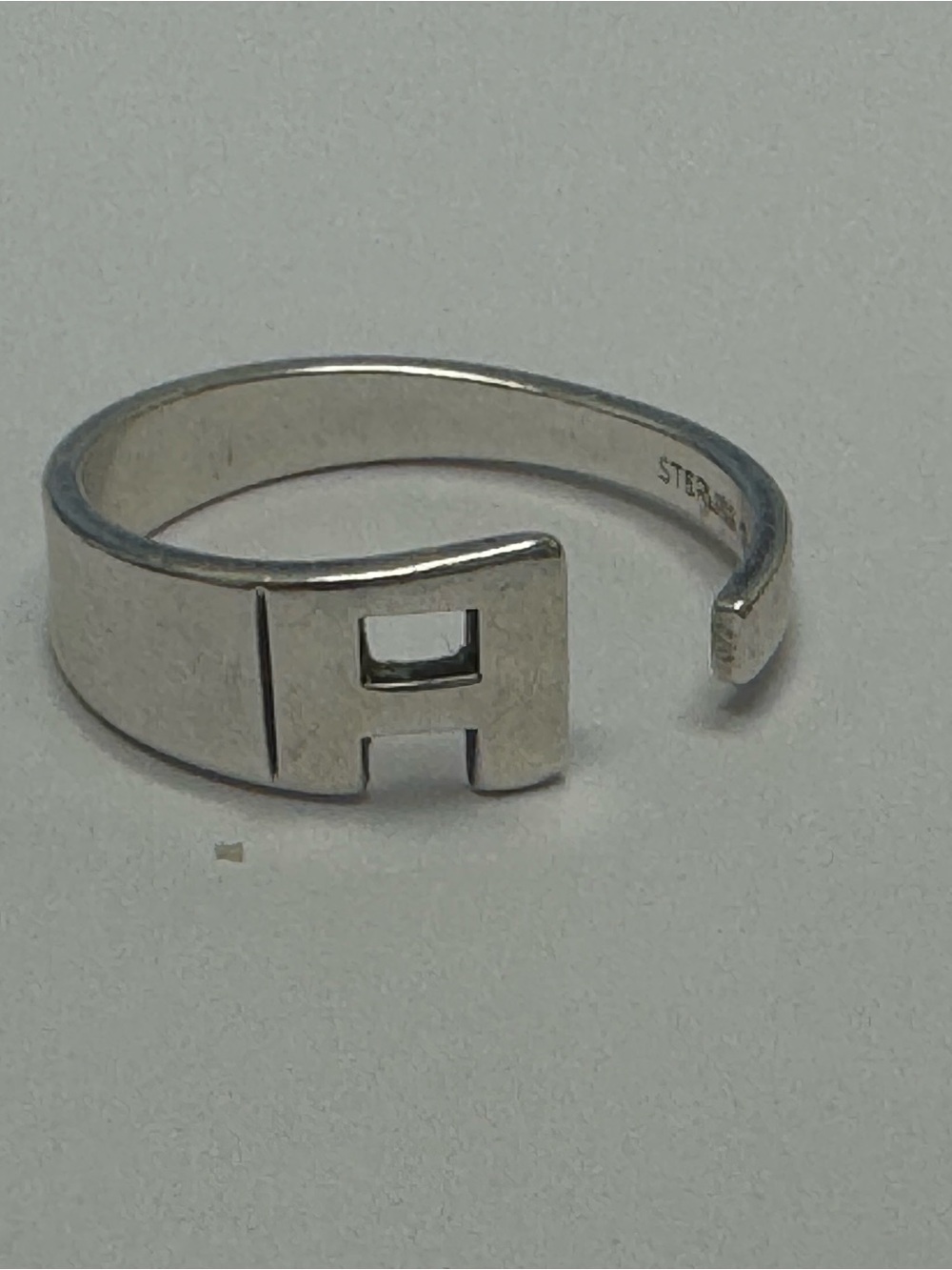 Modern Sterling Silver Open “A” Ring Size 5.25